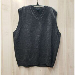 Club Room 100% Wool Old Money Sweater Vest Dark Gray, Pullover, XL Dark Academia